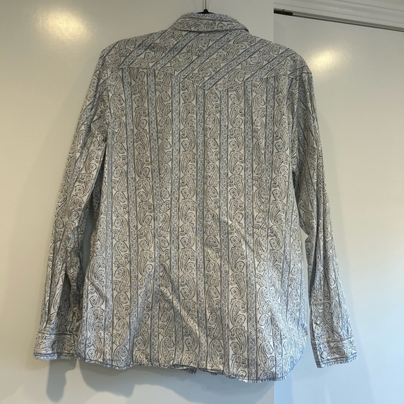 Panhandle Rough Stock Women’s Blue Collared Paisley Pearl Snap Sz Xl - Picture 8 of 10
